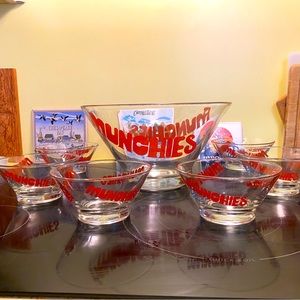 Like New 7 Piece Munchies MCM Wheaton Heavy Glass Snack Set!!!